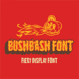 Bush Bash display font by Bend Industries – a Texas creative studio. Bold, angular typeface inspired by fire, grit, and retro edge. Great for logos, posters, and high-impact design work