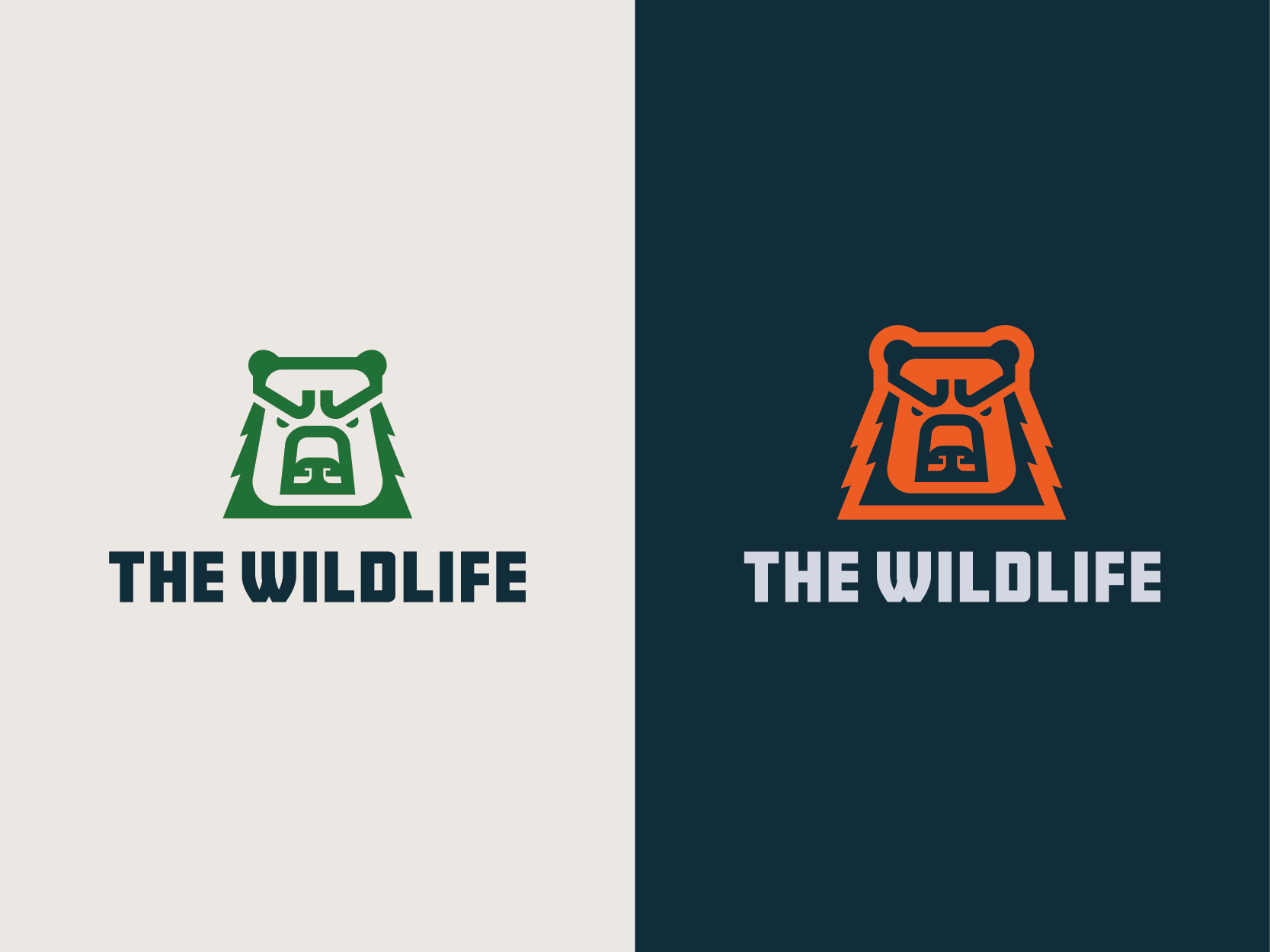 Sleek, minimalist bear logo for sale featuring a geometric bear face, perfect for branding and outdoor businesses.