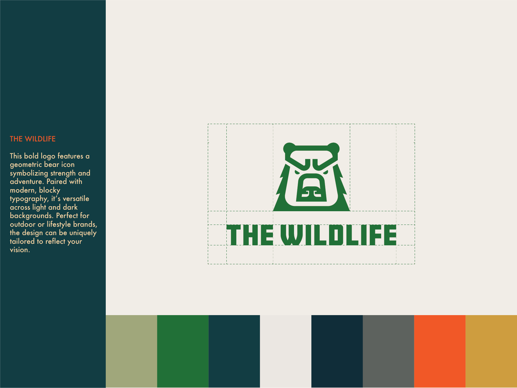 Sleek, minimalist bear logo for sale featuring a geometric bear face, perfect for branding and outdoor businesses.