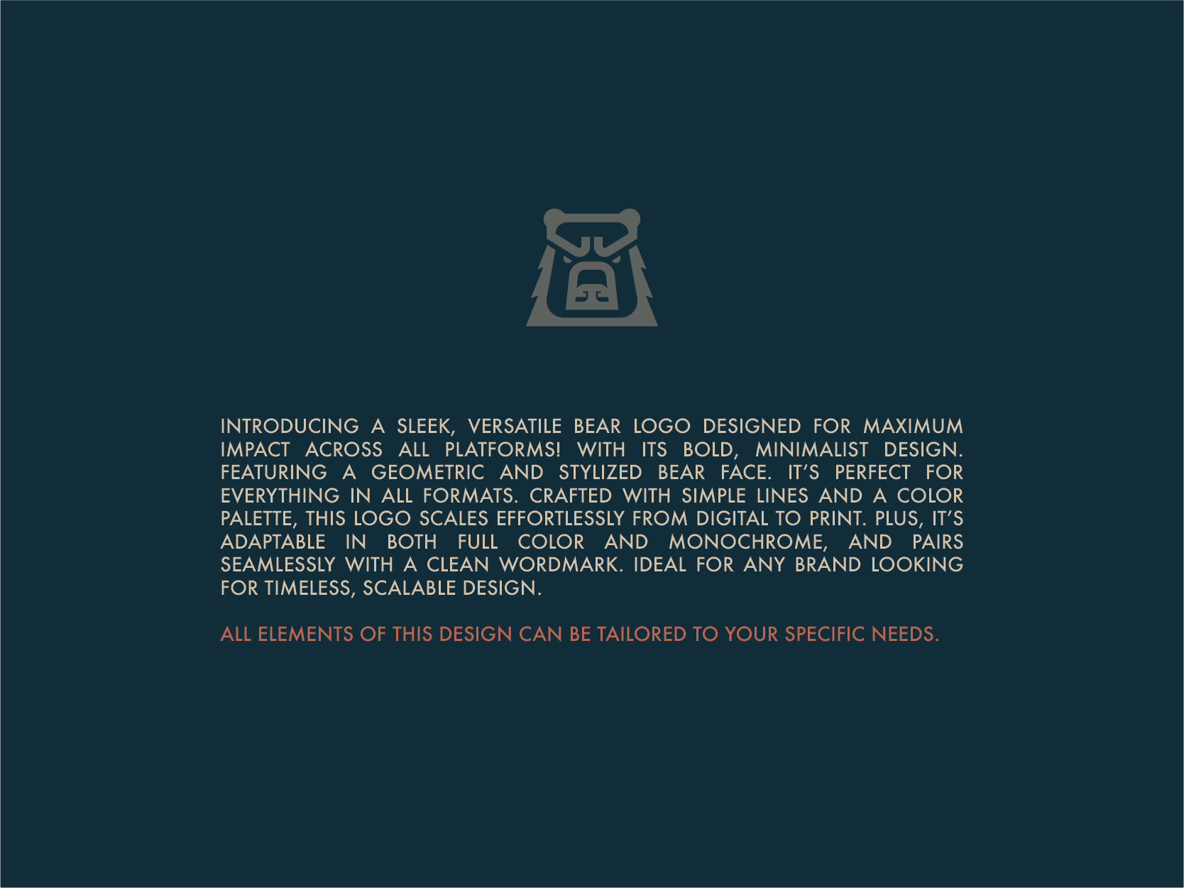 Sleek, minimalist bear logo for sale featuring a geometric bear face, perfect for branding and outdoor businesses.